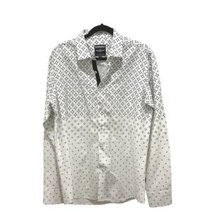 Barabas Black & White Diamond Print Long Sleeve Button Down Shirt